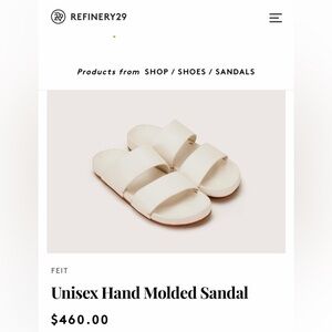 FEIT Women's Hand Molded Cream Leather Sandals, Size 7-8